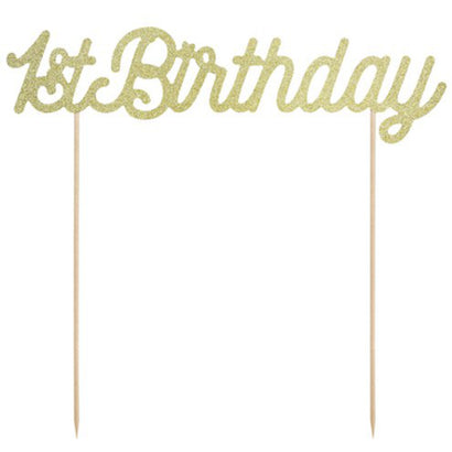 Gold 1st Birthday Cake Topper