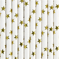 Gold Stars Paper Straws