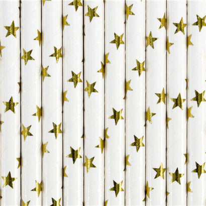 Gold Stars Paper Straws
