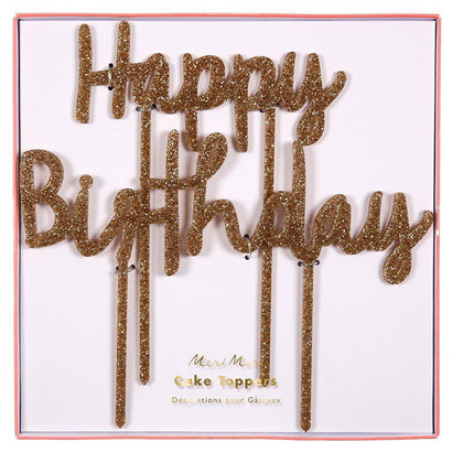 Gold Glitter Birthday Cake Topper