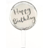 Happy Birthday Silver Foil Cake Topper