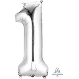 Silver Number Balloon 34