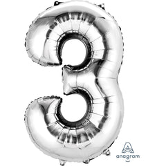 Silver Number Balloon 34