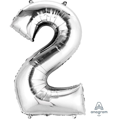 Silver Number Balloon 34"